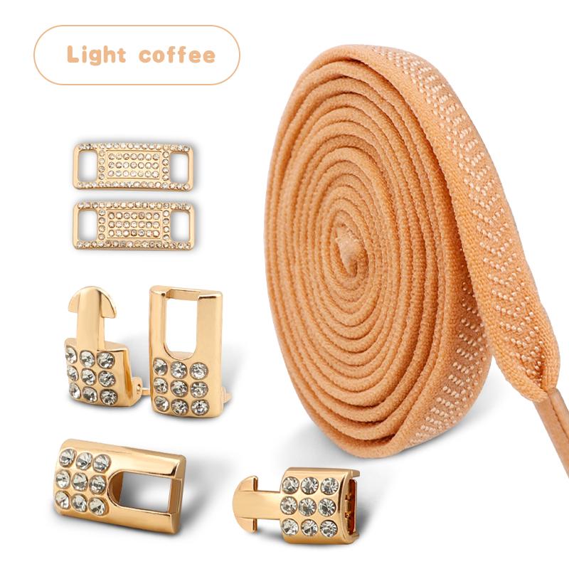 1 Pair Elastic No Tie Shoe Laces Bling Diamond Cross Locks Shoelace Charms Sneakers Buckle for AF1 Metal Shoelaces for Woman Man
