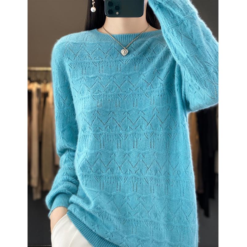 Suéter de mujer, cachemira Qinghe, 30% cachemira 70% lana, jersey de punto de invierno, suéter de otoño, suéter de cachemira de mujer, top de punto, manga larga