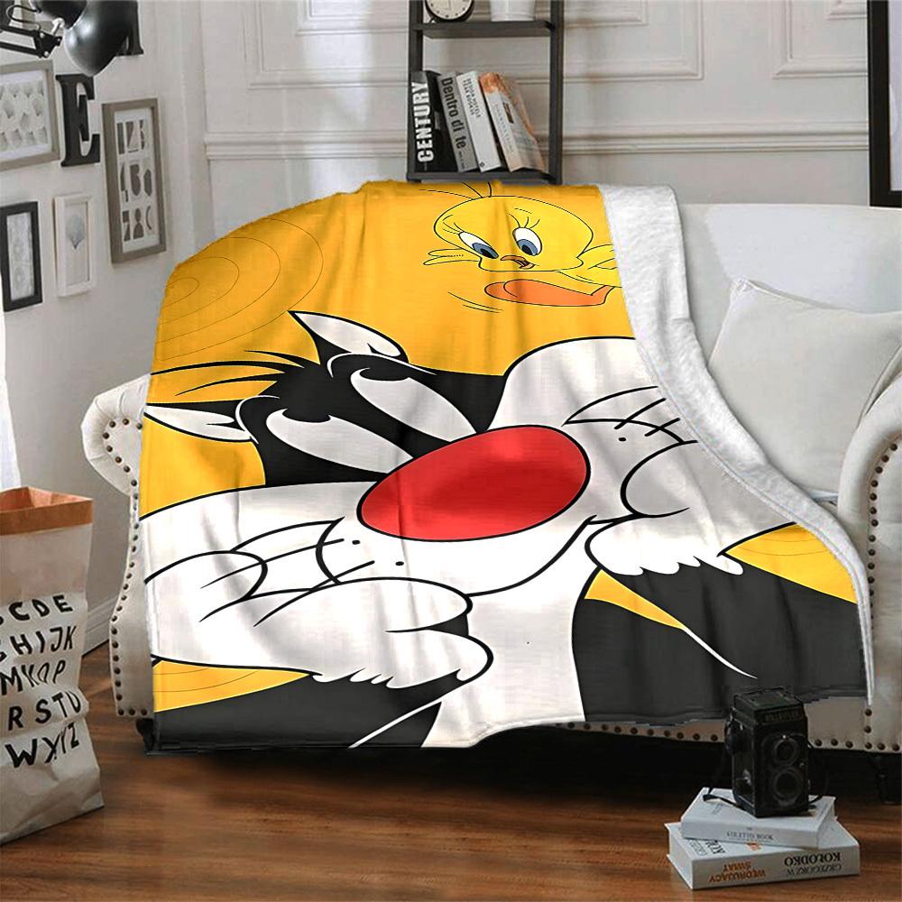1pc Sylvester Tweety Looney Tunes Flannel Throw Blanket Lightweight Soft Warm All Season Blanket for Sofa, Bed, Travel,L1029020