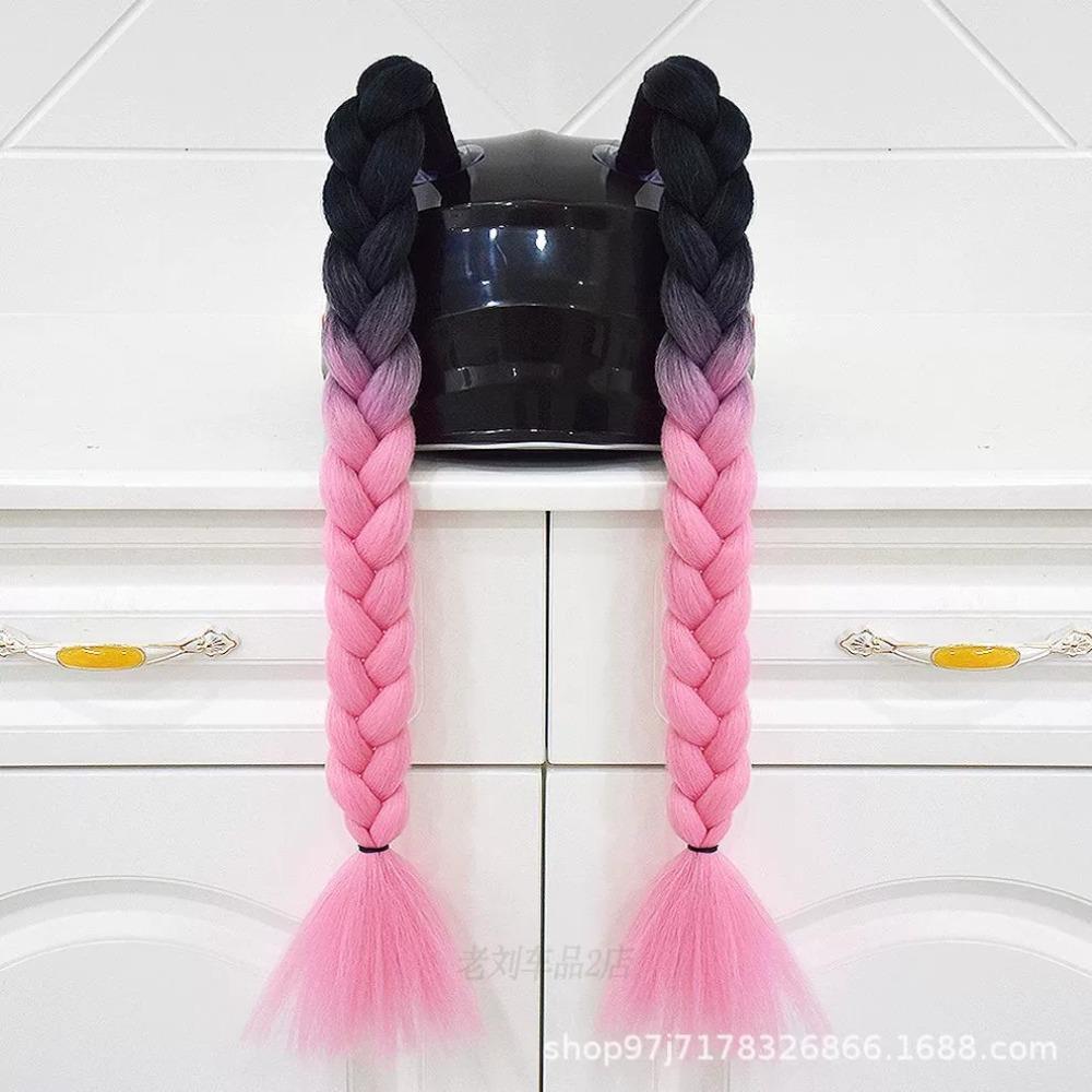 

2pcs/pair New Motorcycle Helmet Braids Woman Braids Wig For Motorbike Helmets 164 colors Twist Dual Pigtail Ponytail With Sucker