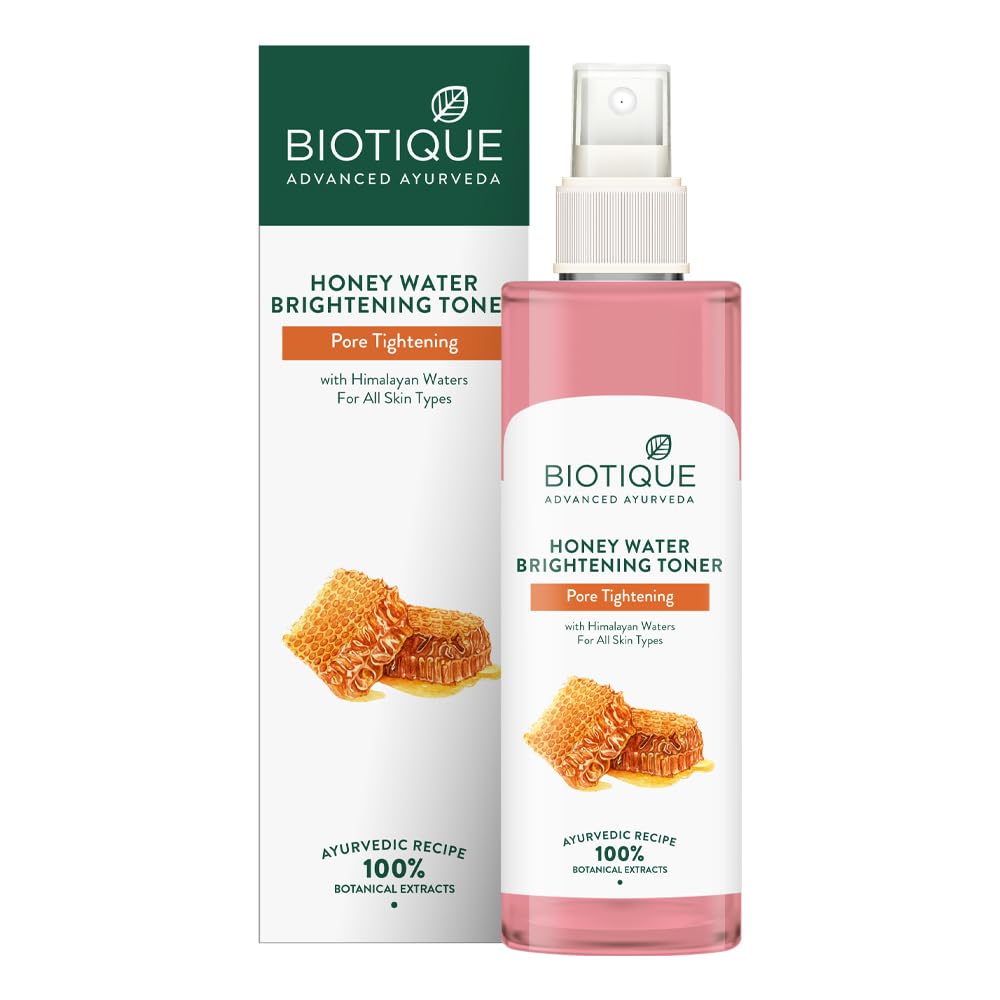 Biotique Медовый водный тоник для сужения пор и осветления кожи | 200 мл | Баланс pH | Увлажняющие растительные экстракты | Все типы кожи