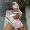 Fashion 2025 Plus Size Adjustable Buckle Straps Women's Mixed Color Sandals Platform Wedge Outdoor Casual Round Toe Shoes for Daily Wear