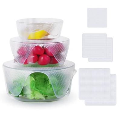Silicone Réutilisable Rangement Alimentaire Couvercles en Silicone Film Plastique Alimentaire Couvercle Anti-Éclaboussures Micro-Ondes Lave-Vaisselle Sûr, Sans BPA, Outils de Cuisine