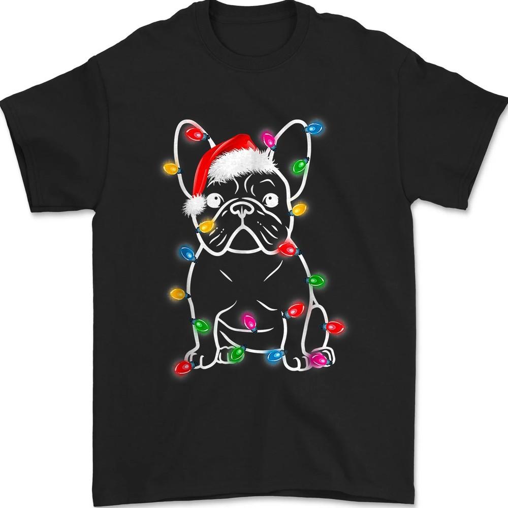 

Funny Dog French Bulldog Tree Christmas Lights Xmas Pajama Dog Lover T-Shirt 4XL