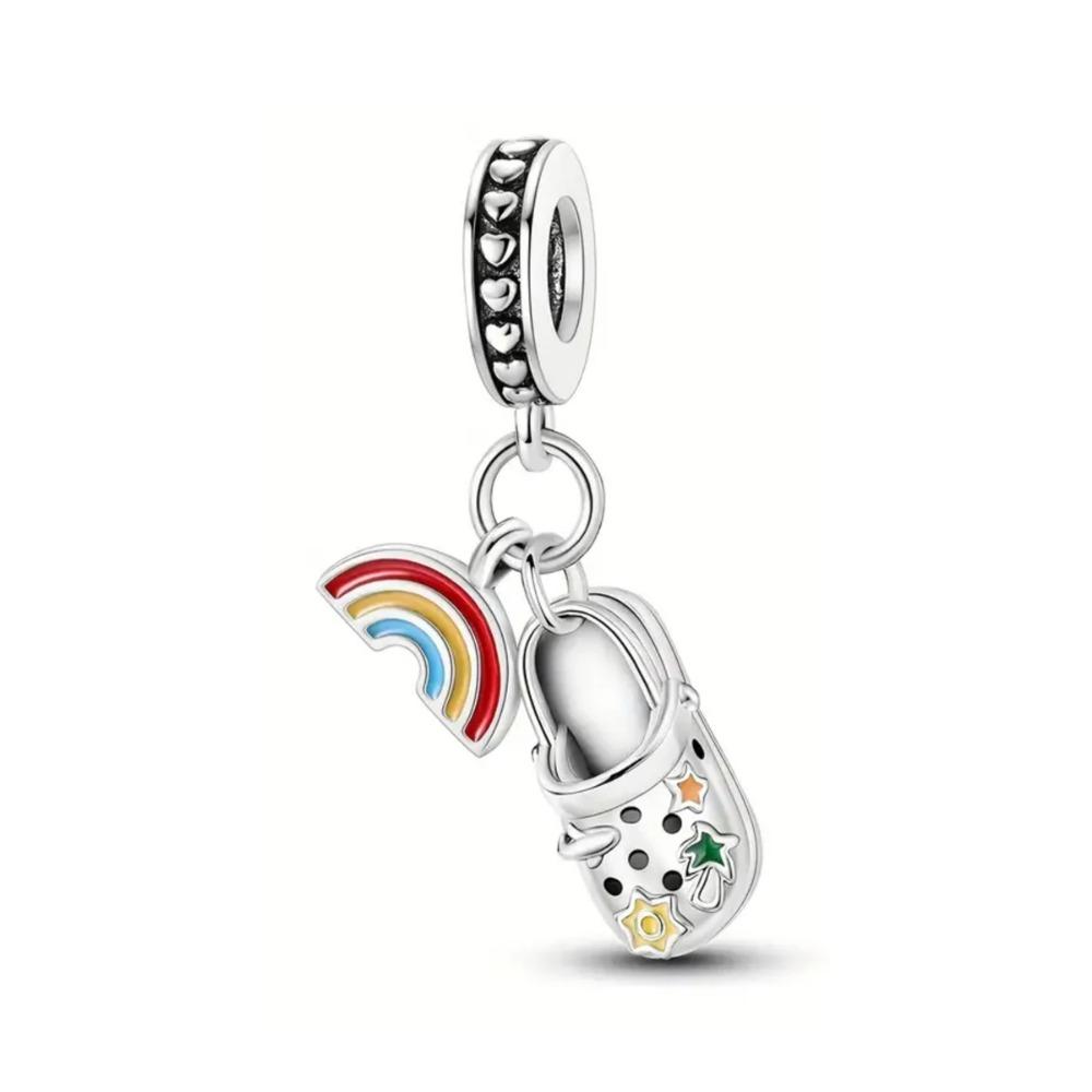 Pure Silver 925 Bracelet for Women Fashion Jewelry with High Heels Sandals Pendant Beads Original Charms