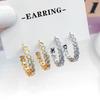 Fashion 18k Gold Plated Pave Cubic Zirconia Shiny Cc Huggie Hoop Earrings for Women