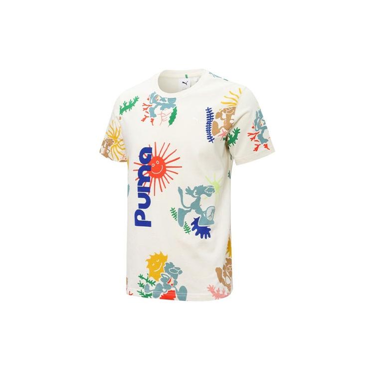 PUMA Adventure Planet All Over Print Tee White Men s 533487-65 S