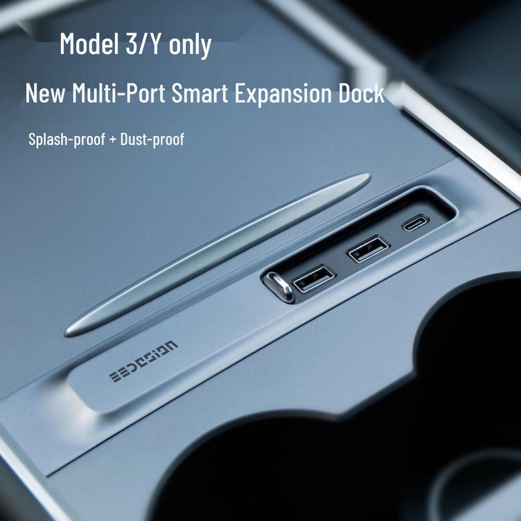 Tesla Model 3/Y Center Console USB Hub: One-to-Three Expansion Dock Charger