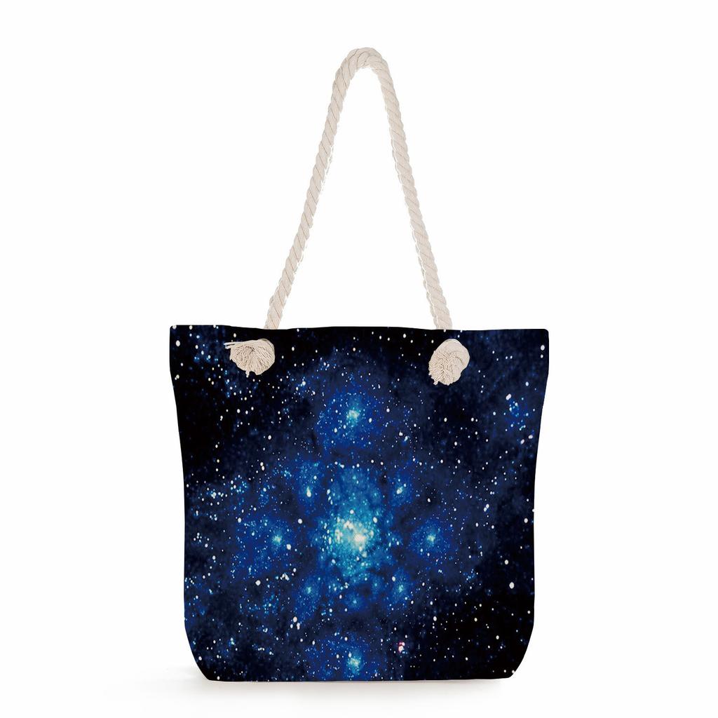 Strandtasche mit Sternenhimmel-Print und dickem Seil, ein Schultergurt 7294 CLE