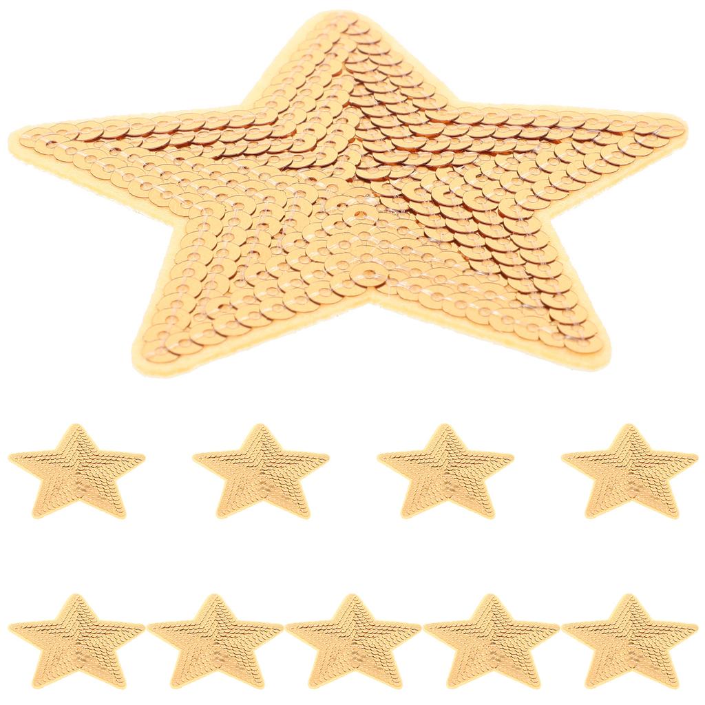 10 Stück Fünfzackige Stern-Aufnäher Für Kleidung Gestickt Pailletten-Applikationen Zum Aufbügeln Nähen DIY Basteln Reparatur Dekor Kinderjacken Hemden