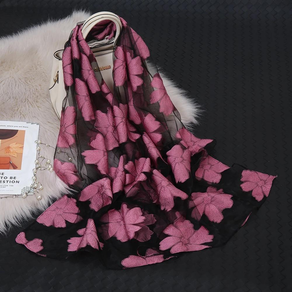 

Горячая Распродажа Шелковый Шарф Женский Летний Легкий Шарф Шаль Однотонная Бандана Пляжная Органза Газовая Кружевная Ажурная Шаль Мусульманские Хиджабы