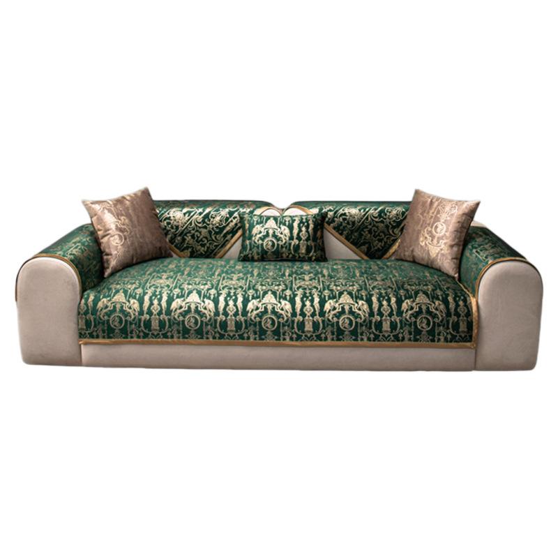 Fashion Black Anti-slip Couch Covers for Living Room, Luxury Towel, Gold Edge, Thicken Chenille Sofa Cover, Cloud Pattern,
