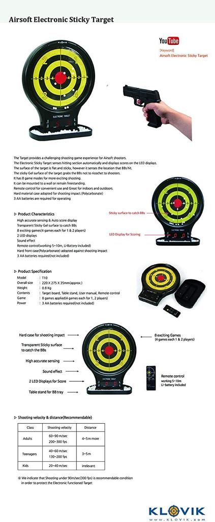 KLOVIK Airsoft Elektronisches Klebriges Ziel Schießziel [Gebraucht]