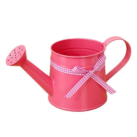 1L Mini-Gießkanne mit Schleifenverzierung Vintage Ergonomischer Griff Robuster Metall-Innen-Außen-Gartenpflanzen Blumen-Gießkanne