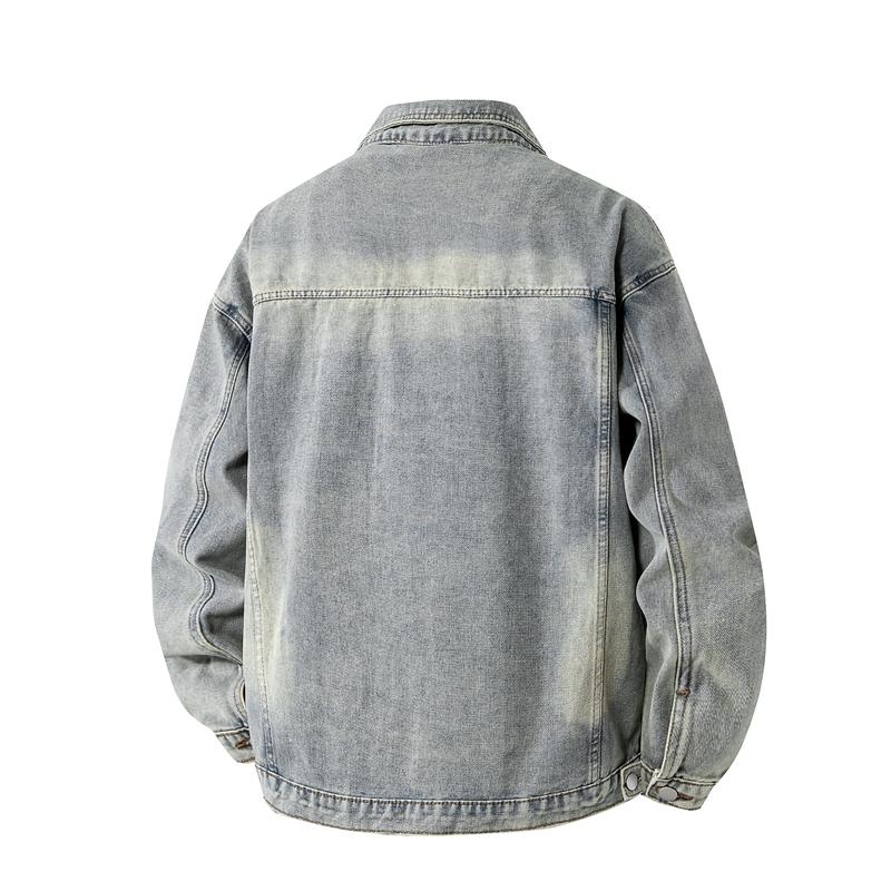 Washed Denim Jacket Top for Men, Denim Jacket for Men, Loose Jacket for Men