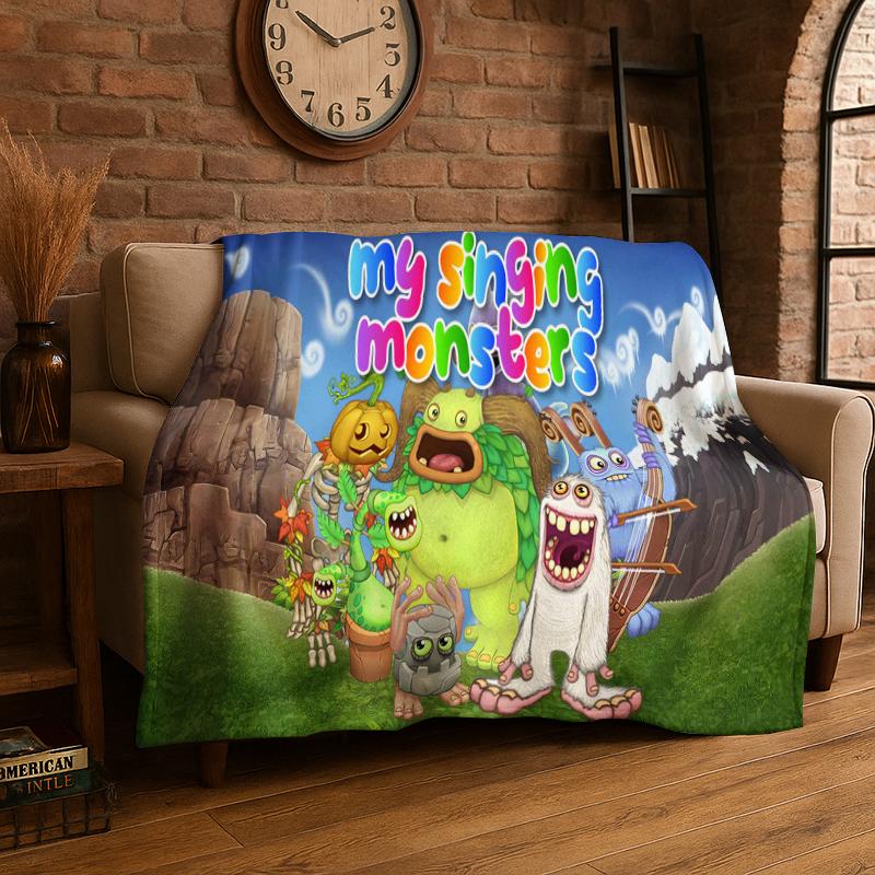 Music Game My Singing Monsters Cartoon Flannel Blanket Soft Throw Blanket for Bedroom Living Room Bed Travel Camping Picnic