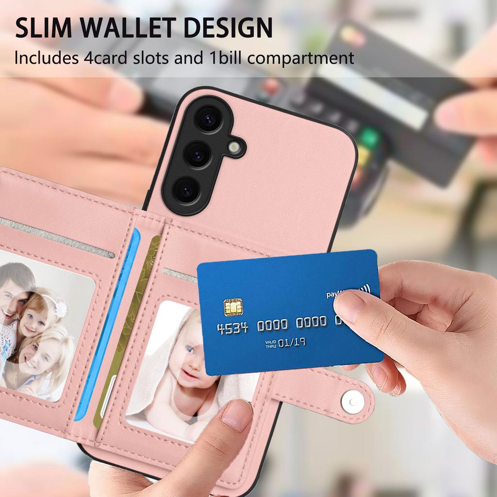 For Samsung Galaxy S24+ Case RFID Blocking Card Holder Kickstand TPU + PU Leather Phone Back Cover