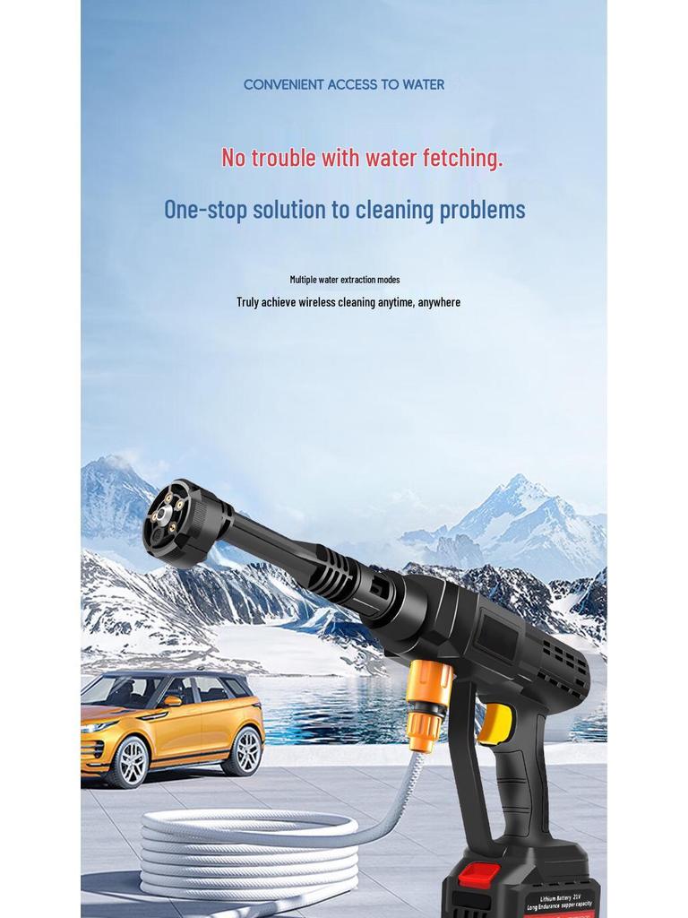 Tragbarer Hochdruck-Akku-Autowascher - Wiederaufladbare Lithiumbatteriebetriebene Wasserpistole zur Autoreinigung