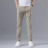 2025 Men's Summer Slim Straight Ice Silk Pants - Elastic, Solid Color, All-Match Casual Trousers