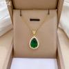 Retro Zircon Water Drop Diamond Necklace - Titanium Steel Luxury Clavicle Chain for Women