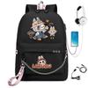 Labubu printed student bag iron chain trend backpack usb bag