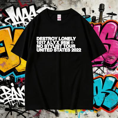 2025 Summer Rapper Destroy Lonely Alyx Print Tshirt Mens Oversized Short Sleeve Tees Men Hip Hop100 Pure Cotton Printed Tshirt