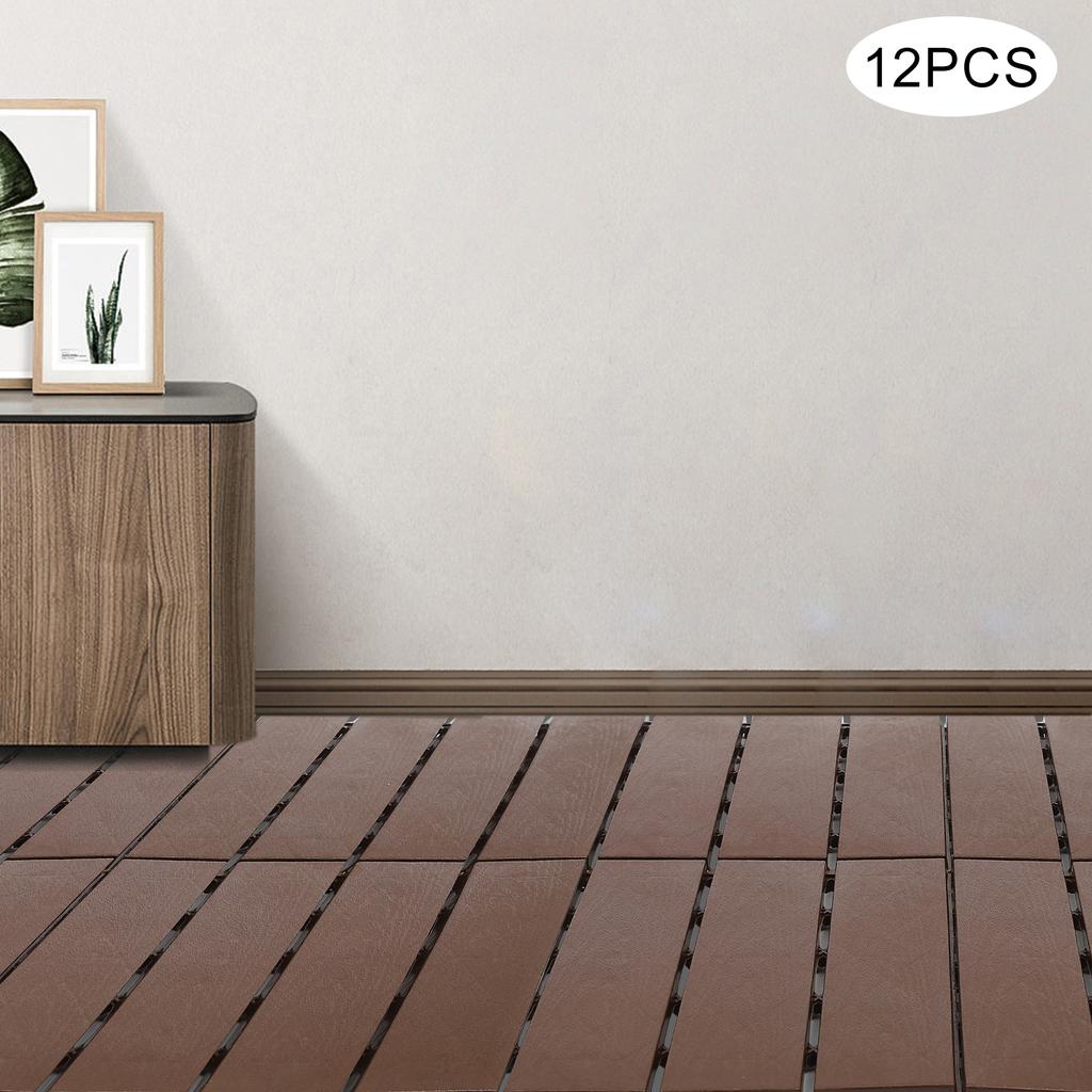 Plăci de Deck Interconectabile, Pachet de 12 Plăci de Podea cu Aspect de Lemn – Plăci Impermeabile de 30x30 cm pentru Balcon, Verandă, Interior și Exterior