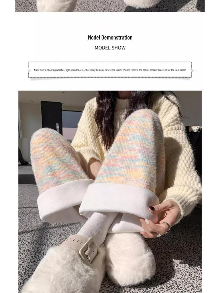 > "Petite High-Waisted Fleece-Lined Wide-Leg Pants for Autumn/Winter"