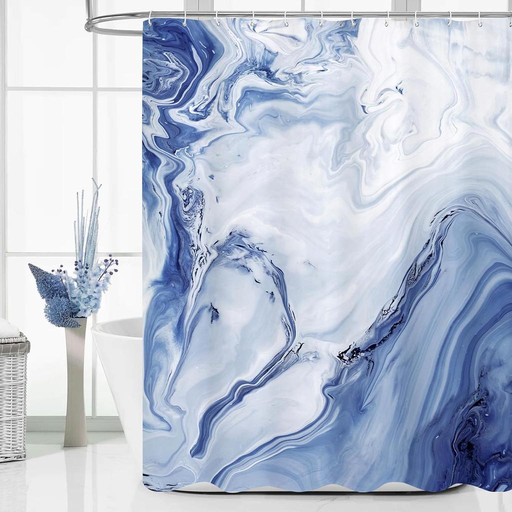 9 színű luxus kék márvány zuhanyfüggöny Modern Ombre szövet Akvarell zuhanyfüggöny fürdőszoba dekorációhoz