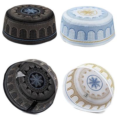 1Pc Muslim Hats Arab Men Prayer Hat Musliman Turban Cotton Embroidery Man Hijab Bonnet