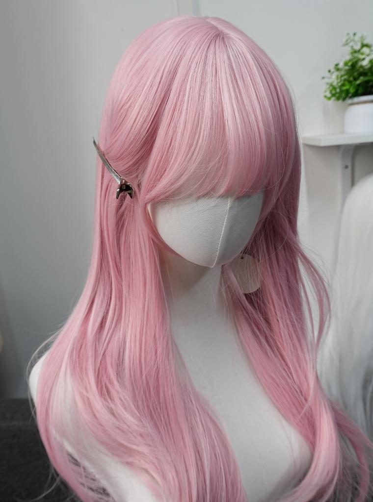Light Pink Wig for Women Pink Hair Wigs with Bangs 26inch Natural and Fashionable Lolita Headband Wig Synthetic Wigs Cosplay