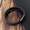 Fashion Unisex Multi-layer Woven Leather And Stainless Steel Combination Men's Leather Bracelet Black Brown Male Jewelry Gift