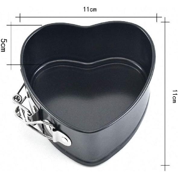JMXC Set of 4 Mini Non-Stick Spring Pan, 4 Inch Heart Shaped Cake Pan, Sturdy Steel, Hand Wash
