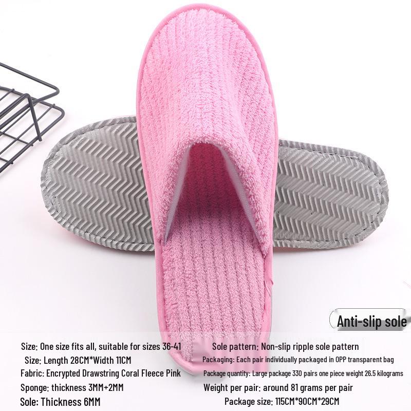 Portable Thick Cotton & Linen Disposable Slippers for Hotels, B&Bs, Guest Houses, and Travel