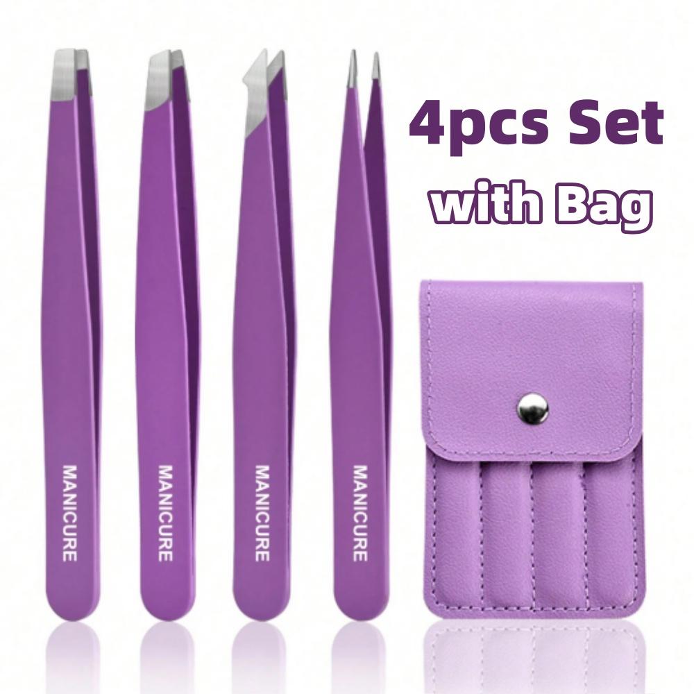 1/4pcs Stainless Steel Eyebrow Trimming Clip Professional Tweezer Set Very Precise Facial Hair Remover Pliers Beauty Makeup Tool