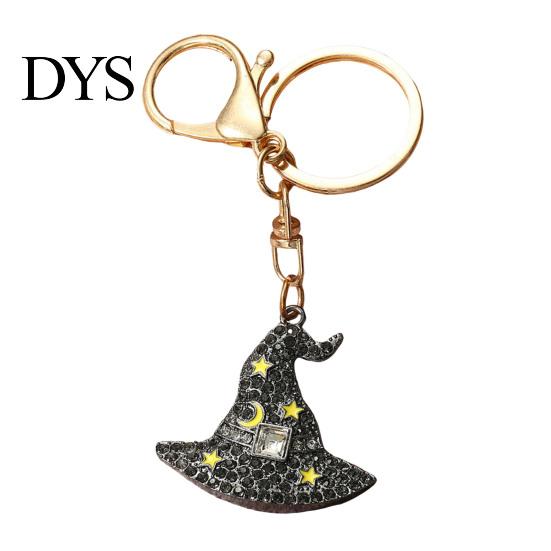 Witch Hat Handbag Ornament Halloween Rhinestone Pumpkin Keychain, Ghost Spider Web Cat Decorative Charms Bag Charm, Car Key Ring for Handbags