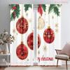 2pcs,2D Plane Printing Print Curtains Christmas Ornaments Poinsettia (3) Durable 100% Polyester Fabric (without Rod) All Seasons