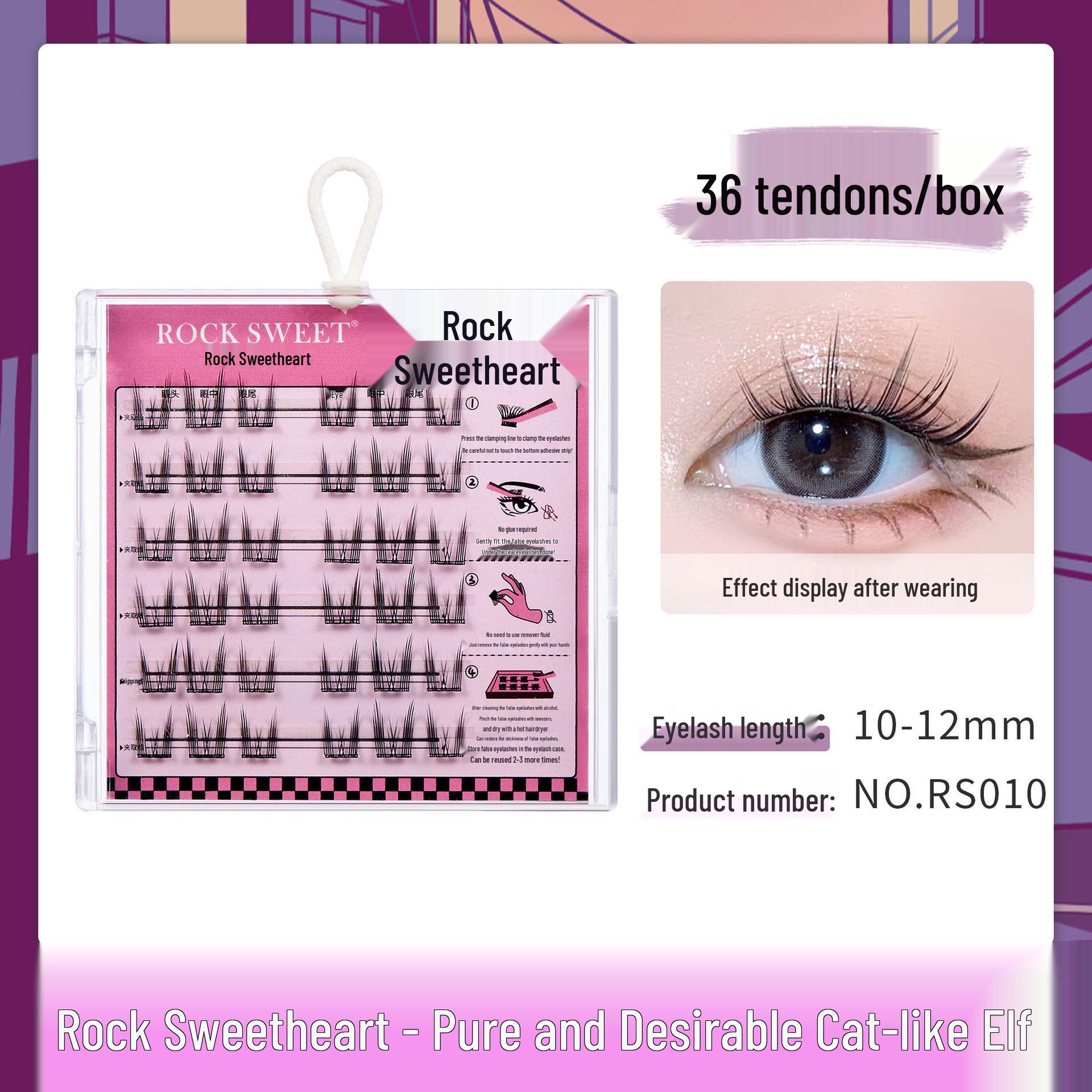 

Rock Sweetheart Elf-Inspired Self-Adhesive Curled False Eyelashes – Natural, Glue-Free, Fine Stem for a Comic, Cat Eye Look