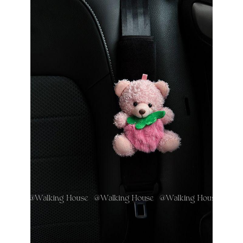 Car seat belt shoulder pad cute Fancy strawberry Bear Stuffed car interior decorations ornaments gift