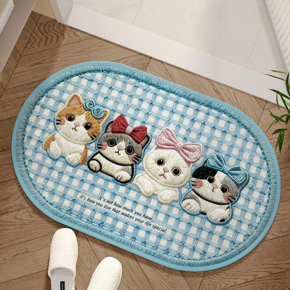 Weaving Texture Absorbent Mat Cartoon Anti Slip Mat Decorative Mat Bathroom Mat Kitchen