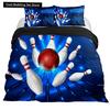 Bowling King Queen Double Duvet Cover Teens Sports Games Theme Bedding Set Starry Sky Comforter Cover Blue Polyester Quilt Cover