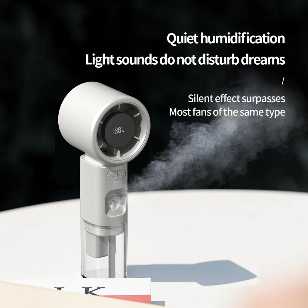 New Humidified High-speed Fan Without Pole Speed Regulation Digital Display Portable Handheld Turbocharged Spray Fan