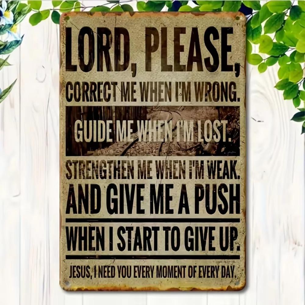 Vintage Metal Decorative Sign "Lord, Please" - Wall Hanging Inspirational Plaque for Outdoor Use, Multipurpose  Themed Decor