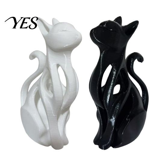 Hollow Cat Decoration 3D Printed Figurine, Modern Black White Kitten Statue, Shape Figurine Artistic Animal Sculpture Desk Decoration, Gift for Lovers