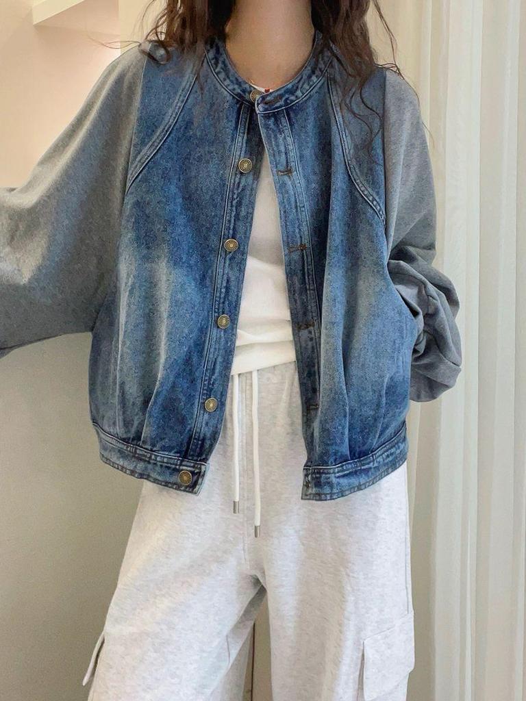 Stylowy Damski Look Dwuczęściowy Dżinsowa Kurtka - Europejska Kolekcja Wiosenna 2025, Luźny Modny Top.
