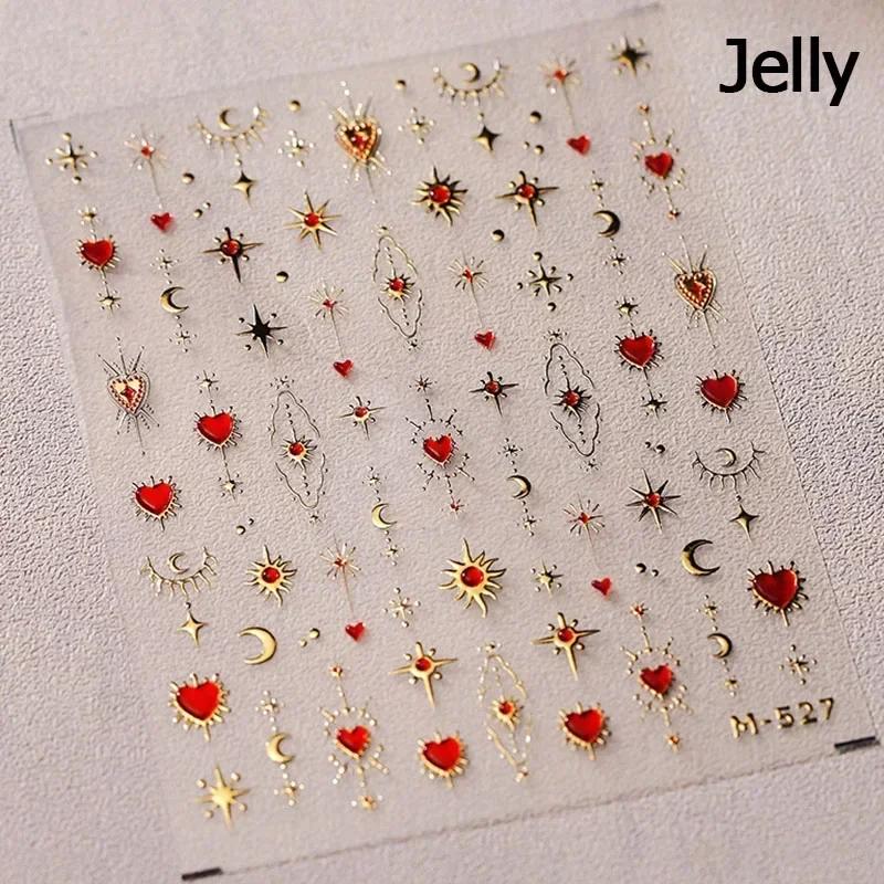 Charming Hollow Stars Love Geometric Five-pointed Star Self Adhesive 5D Nail Art Decorations Stickers Shiny Manicure Decal