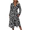 [Baizhiyi] Autumn new sexy literary deep v-neck long-sleeved letter printing dress