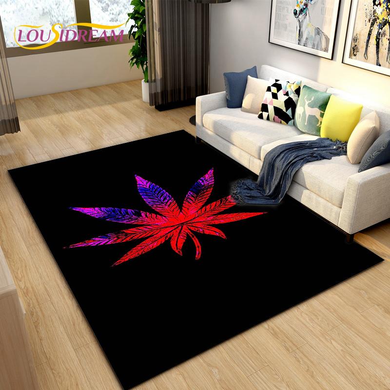 Reggae Music Jamaican Style Maple Leaf Area Rug,Carpet Rug for Living Room Bedroom Sofa Decoration,Kitchen Non-slip Floor Mat