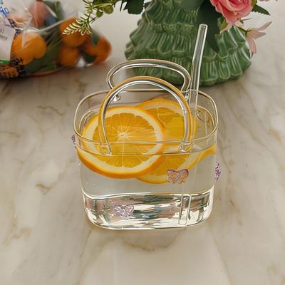 Handgefertigte Glasbörse 550ml Borosilikatglasbecher Tote-Form Cocktail- und Eistee-Glasware Kleine Nachttischvase