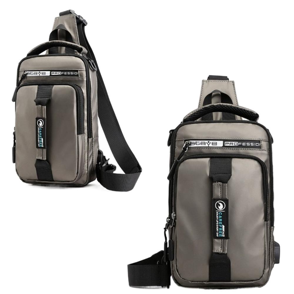USB Charging Sports Shoulder Bag Nylon Crossbody Bag Portable Men Chest Bag Running